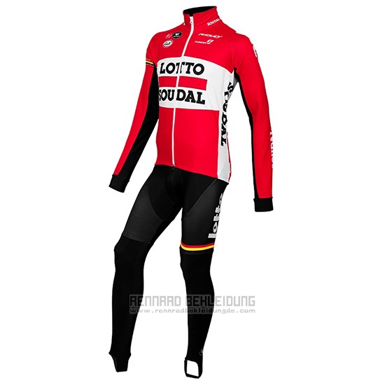 2015 Fahrradbekleidung Lotto Soudal Rot und Shwarz Trikot Langarm und Tragerhose